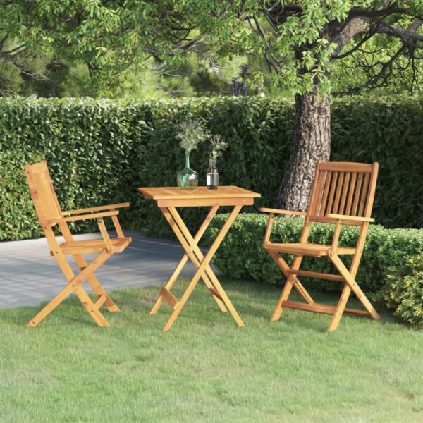 vidaXL 3 Piece Folding Garden Dining Set Solid Acacia Wood - Image 1