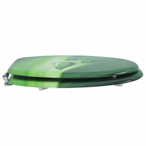 vidaXL WC Toilet Seat with Lid MDF Green Water Drop Design - Image 5