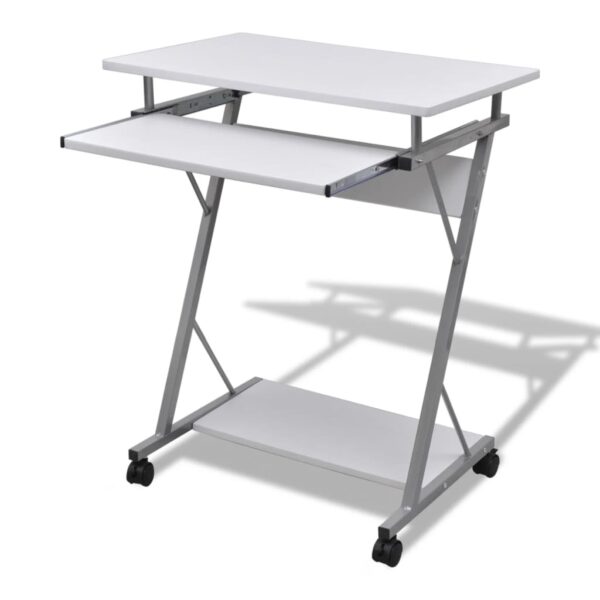 vidaXL Compact Computer Desk with Pull-out Keyboard Tray White - Image 1