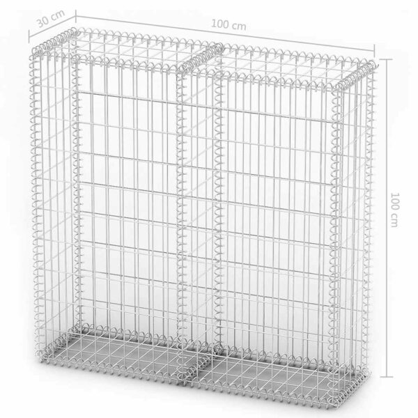 vidaXL Gabion Basket with Lids Galvanised Wire 100 x 100 x 30 cm - Image 7
