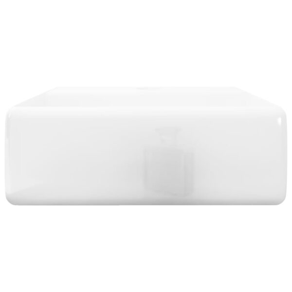 vidaXL Ceramic Bathroom Sink Basin with Faucet Hole White Square - Image 5