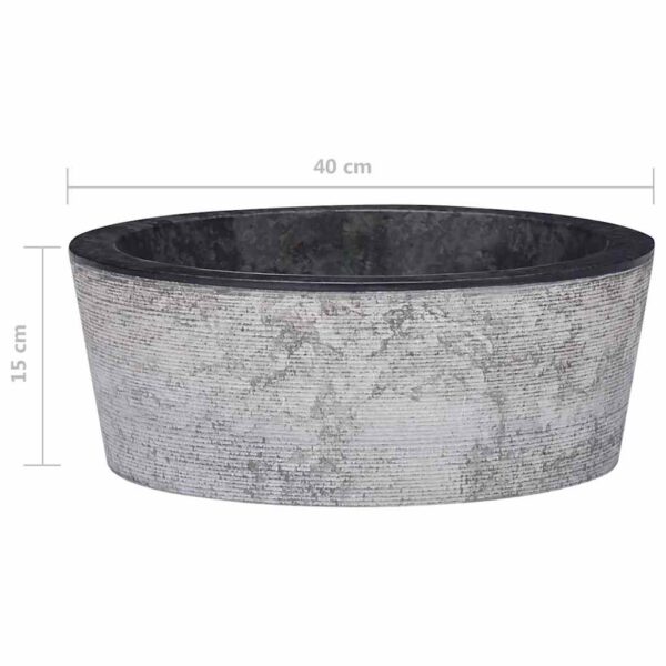 vidaXL Sink Black Ø40x15 cm Marble - Image 7