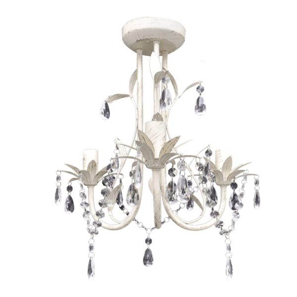 vidaXL Crystal Pendant Ceiling Lamp Chandeliers 2 pcs Elegant White - Image 2