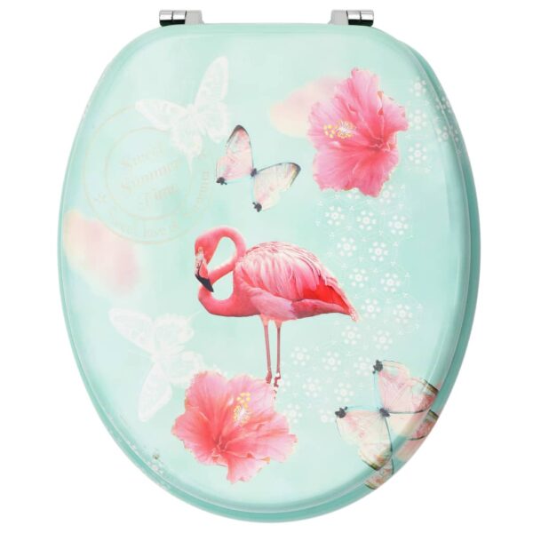 vidaXL WC Toilet Seat with Lid MDF Flamingo Design - Image 5