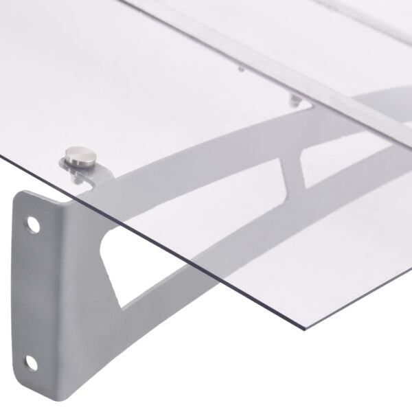 vidaXL Door Canopy Silver and Transparent 120x90 cm Polycarbonate - Image 4