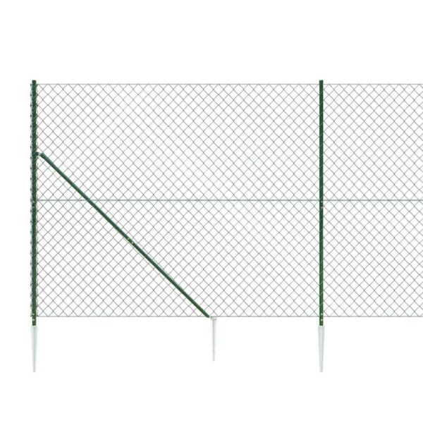 vidaXL Chain Link Fence with Spike Anchors Green 1.6x10 m - Image 5