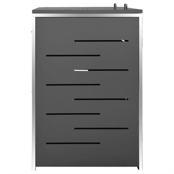 vidaXL Double Wheelie Bin Shed 138x77.5x112.5 cm Stainless Steel - Image 5