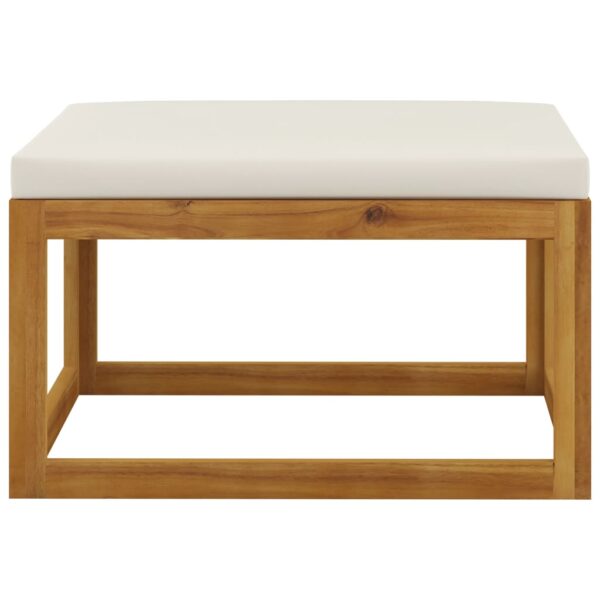 vidaXL 4 Piece Garden Lounge Set with Cushion Cream Solid Acacia Wood - Image 9
