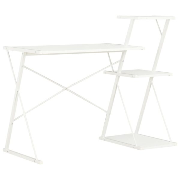 vidaXL Desk with Shelf White 116x50x93 cm - Image 1