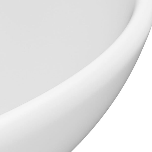 vidaXL Luxury Bathroom Basin Round Matt White 32.5x14 cm Ceramic - Image 5