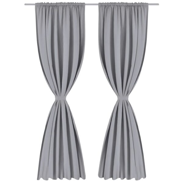 vidaXL 2 pcs Grey Slot-Headed Blackout Curtains 135 x 245 cm - Image 2