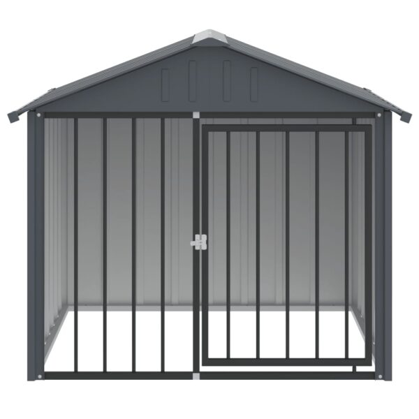 vidaXL Dog House with Roof Black 117x103x102 cm Galvanised Steel - Image 3