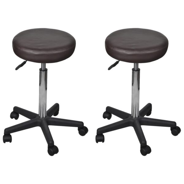 vidaXL Office Stools 2 pcs Brown 35.5x84 cm Faux Leather - Image 1