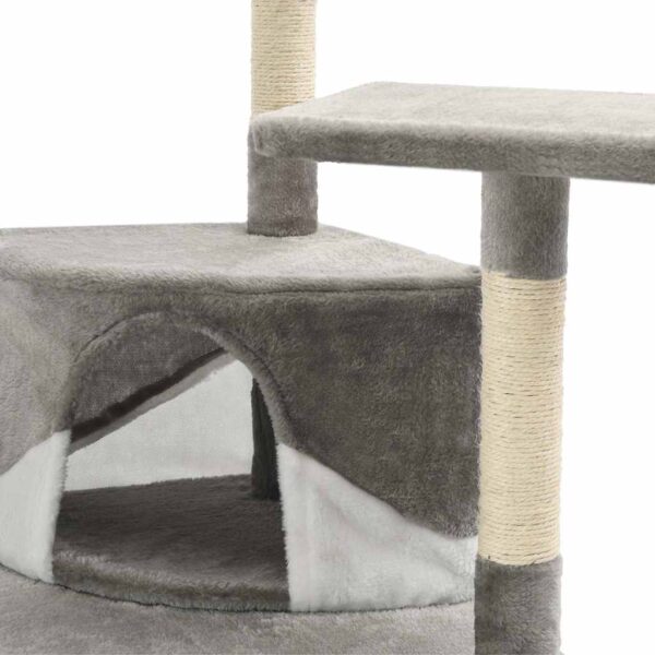 vidaXL Cat Tree with Sisal Scratching Posts 203 cm Grey and White - Image 6
