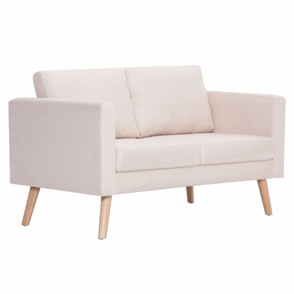 vidaXL 2-Seater Sofa Fabric Cream - Image 2