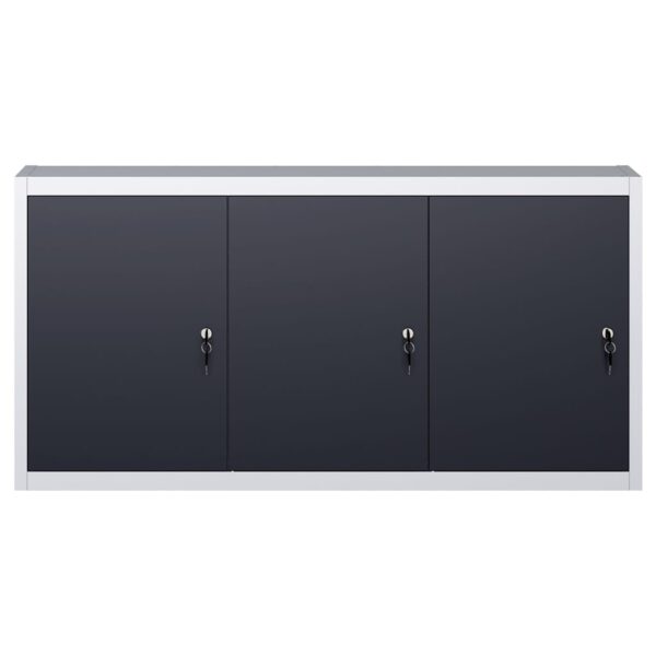 vidaXL Wall Mounted Tool Cabinet Industrial Style Metal Grey and Black - Image 2