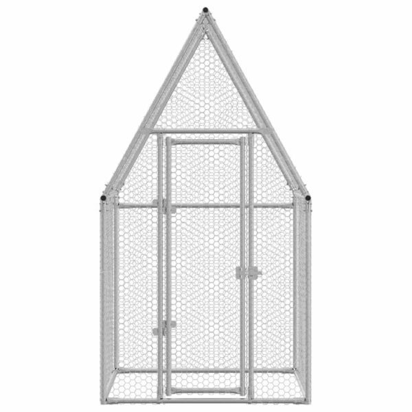 vidaXL Chicken Cage Silver 100x100x190 cm Galvanised Steel - Image 4