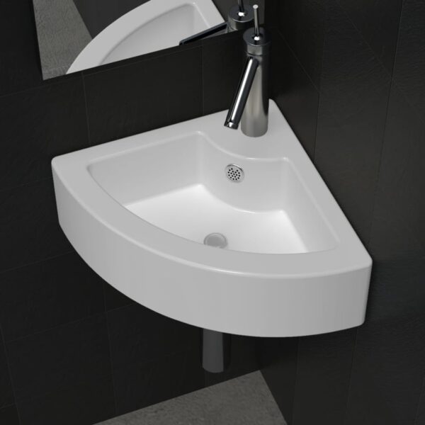 vidaXL Wash Basin with Overflow 45x32x12.5 cm White - Image 1