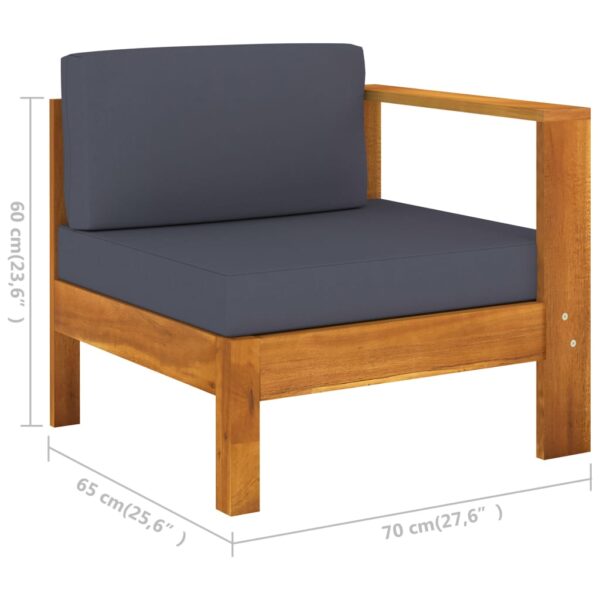 vidaXL 10 Piece Garden Lounge Set with Dark Grey Cushions Acacia Wood - Image 8