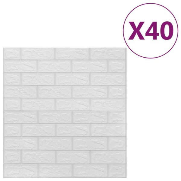 vidaXL 3D Wallpaper Bricks Self-adhesive 40 pcs White - Image 2