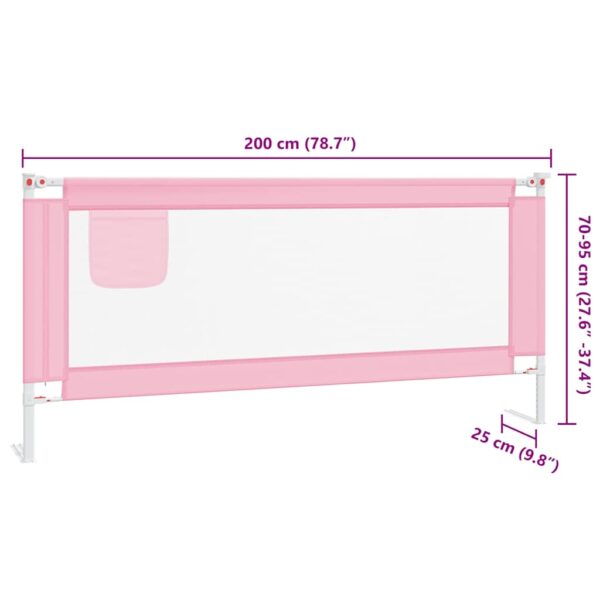 vidaXL Toddler Safety Bed Rail Pink 200x25 cm Fabric - Image 9