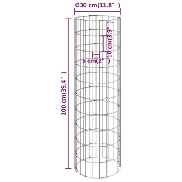 vidaXL Circular Gabion Pole Galvanised Steel Ø30x100 cm - Image 6