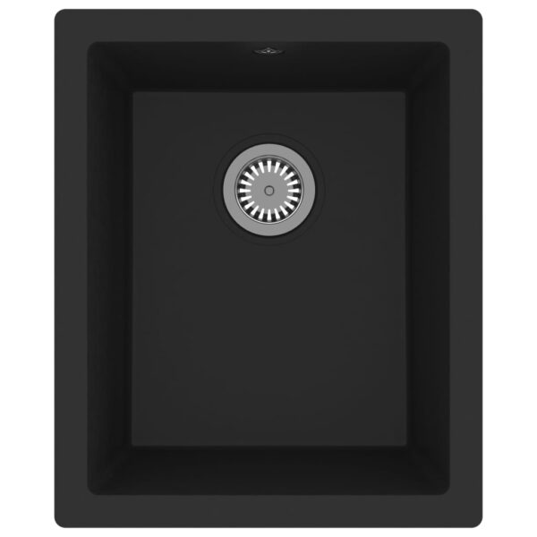 vidaXL Kitchen Sink with Overflow Hole Black Granite - Image 2