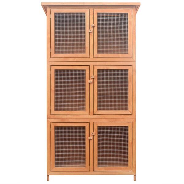 vidaXL Animal Rabbit Cage 6 Rooms Wood - Image 4