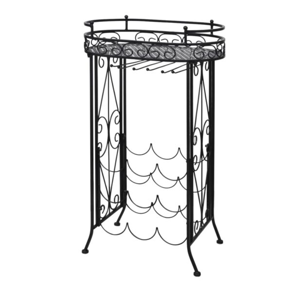 vidaXL Wine Rack with Glass Holder for 9 Bottles Metal - Image 2
