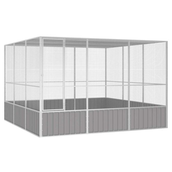 vidaXL Bird Cage Grey 302.5x324.5x211.5 cm Galvanised Steel - Image 1