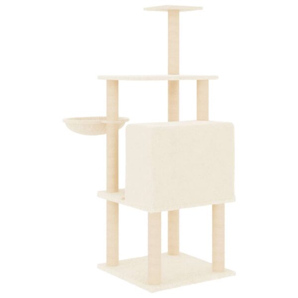 vidaXL Cat Tree with Sisal Scratching Posts Cream 132 cm - Image 5