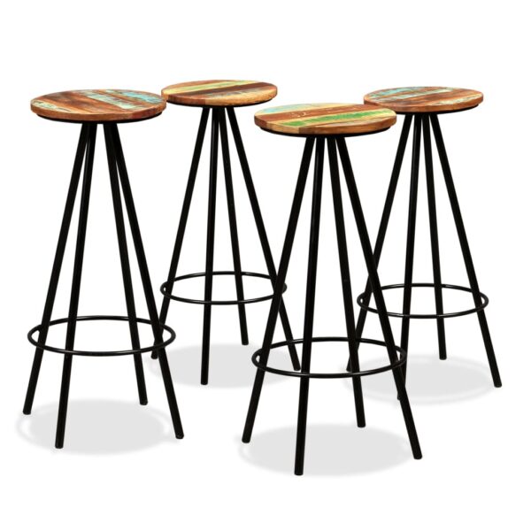 vidaXL Bar Stools 4 pcs Solid Reclaimed Wood - Image 1