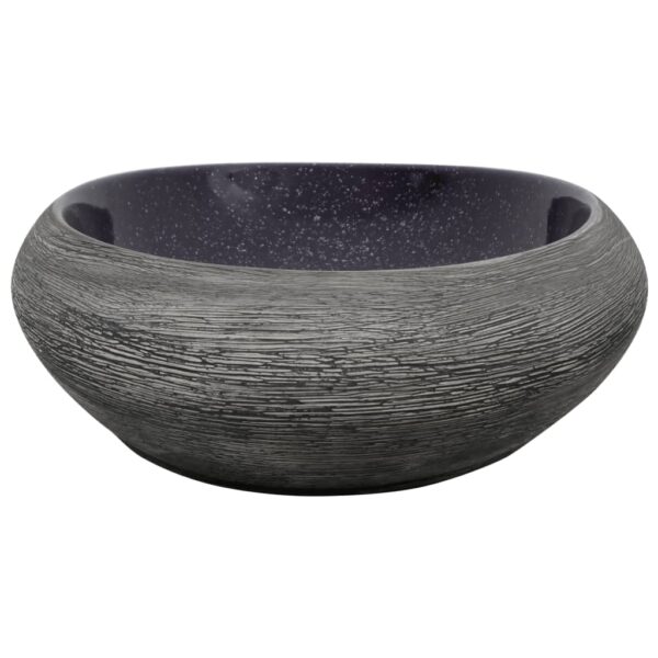 vidaXL Countertop Basin Purple and Grey Oval 59x40x14 cm Ceramic - Image 5