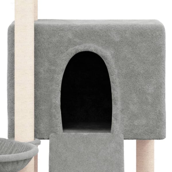 vidaXL Cat Tree with Sisal Scratching Posts Light Grey 96 cm - Image 6