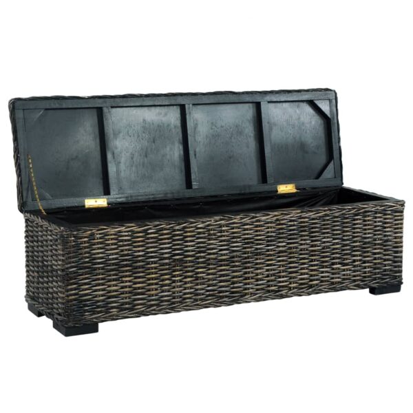 vidaXL Storage Box 120 cm Black Kubu Rattan and Solid Mango Wood - Image 2