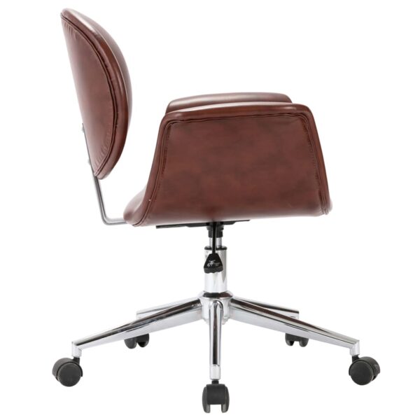vidaXL Swivel Office Chair Brown Faux Leather - Image 4