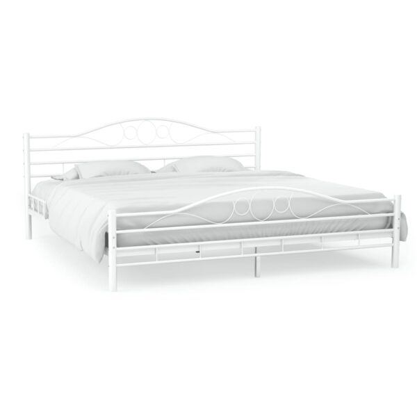 vidaXL Bed Frame without Mattress White Metal 137x187 cm Double - Image 1
