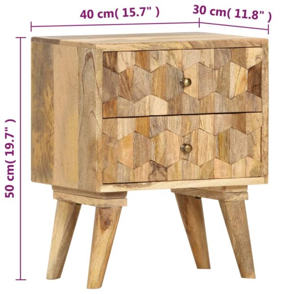 vidaXL Bedside Cabinet 40x30x50 cm Solid Mango Wood - Image 8