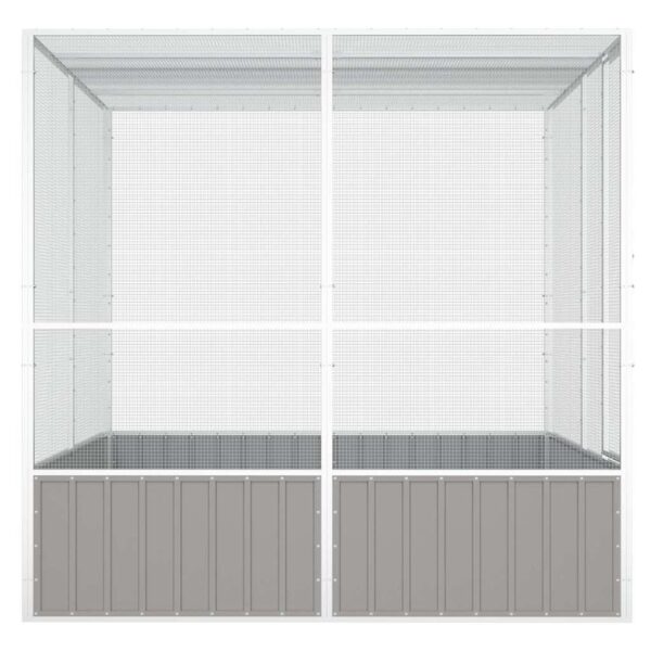 vidaXL Bird Cage Grey 213.5x217.5x211.5 cm Galvanised Steel - Image 4
