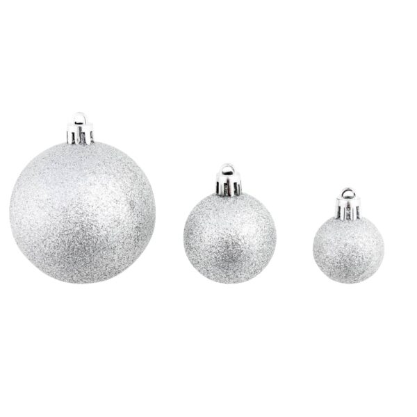 vidaXL 100 Piece Christmas Ball Set 3/4/6 cm Silver - Image 4