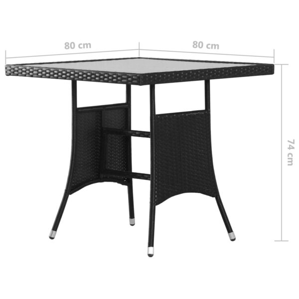 vidaXL 3 Piece Garden Dining Set Poly Rattan Black - Image 13