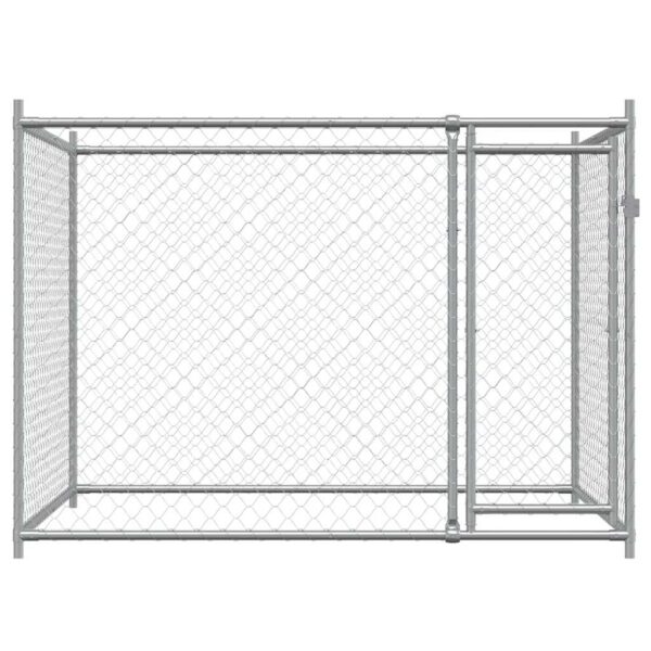 vidaXL Dog Cage with Door Grey 2x2x1.5 m Galvanised Steel - Image 4