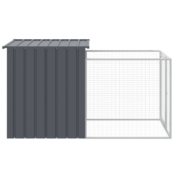vidaXL Dog House with Run Anthracite 110x201x110 cm Galvanised Steel - Image 4