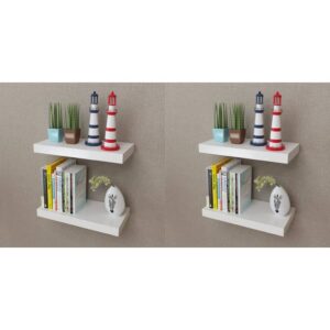 vidaXL Wall Shelves 4 pcs White 40 cm
