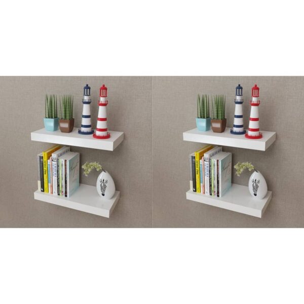 vidaXL Wall Shelves 4 pcs White 40 cm - Image 1