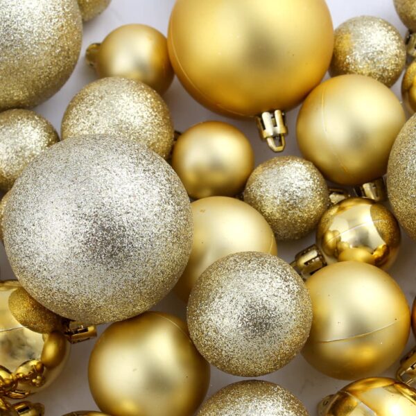 vidaXL 100 Piece Christmas Ball Set 3/4/6 cm Gold - Image 11
