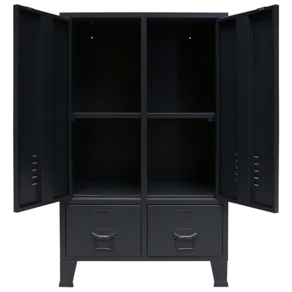 vidaXL Wardrobe Metal Industrial Style 67x35x107 cm Black - Image 5