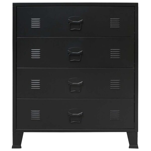 vidaXL Chest of Drawers Metal Industrial Style 78x40x93 cm Black - Image 5