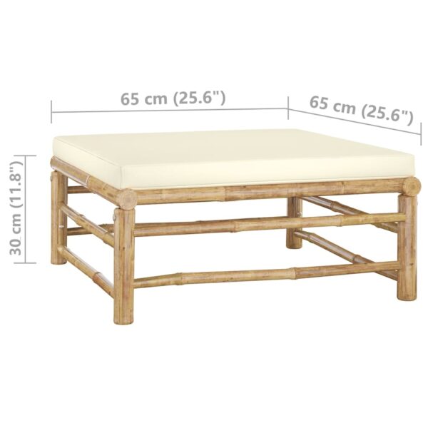 vidaXL 11 Piece Garden Lounge Set with Cream White Cushions Bamboo - Image 13