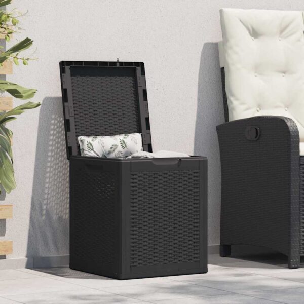 vidaXL Garden Storage Box 90L Black PP Rattan - Image 1